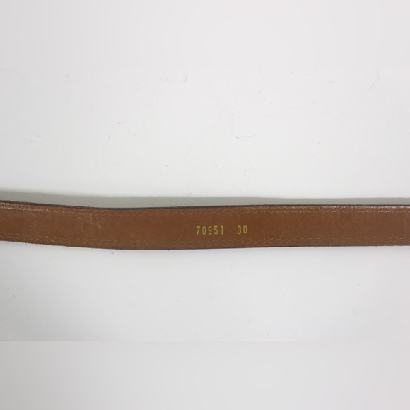 28”-32 Vintage Rusty Brown Sueded Leather Belt with Gold Brass Buckle Narrow - Picture 6 of 7